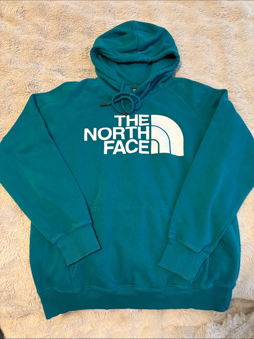 The North Face Teal Pullover Hoodie with White Logo